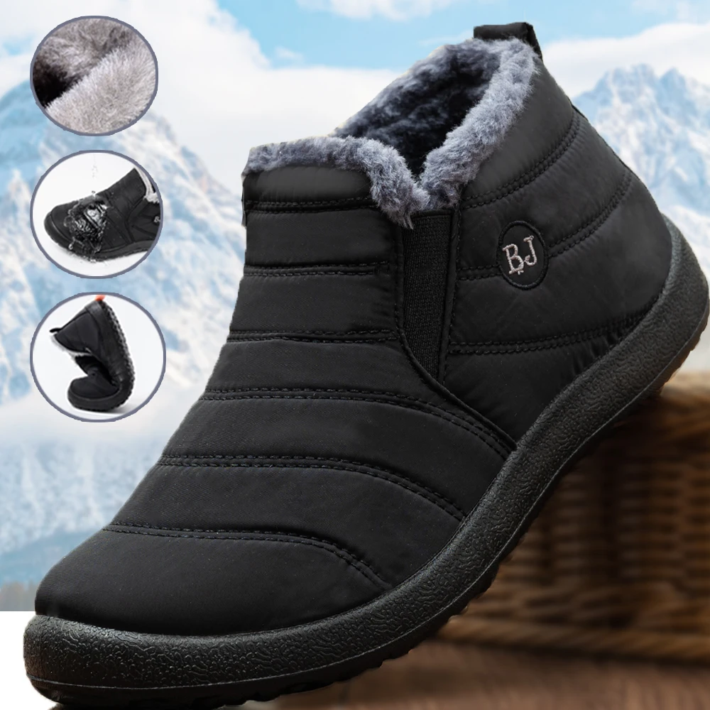 Bottes d'hiver pour homme - Bottes de neige imperméables en fourrure  épaisse - Chaussures d'hiver pour homme - 40 degrés - Grande taille 36-47 -  Noir - 41 : : Mode