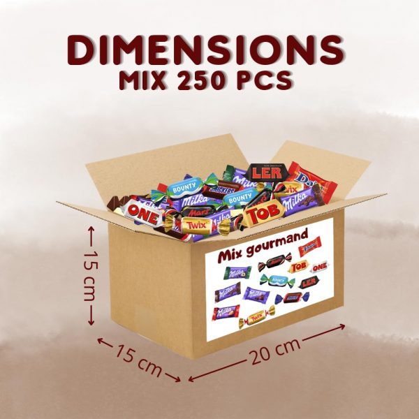Assortiment de 250 mini-chocolats Mars, Snickers, Bounty, Twix, Milka, Daim, Toblerone | emballés individuellement 1.9 kgs | boite à partager pour les fêtes et anniversaires – Image 9
