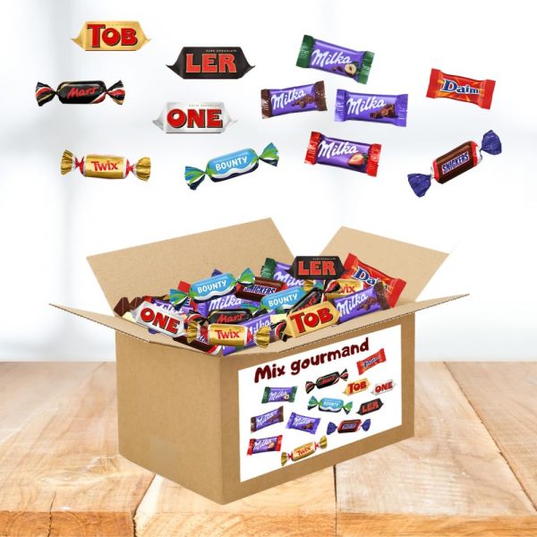 Assortiment de 250 mini-chocolats Mars, Snickers, Bounty, Twix, Milka, Daim, Toblerone | emballés individuellement 1.9 kgs | boite à partager pour les fêtes et anniversaires – Image 5