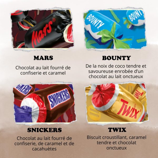 Assortiment de 250 mini-chocolats Mars, Snickers, Bounty, Twix, Milka, Daim, Toblerone | emballés individuellement 1.9 kgs | boite à partager pour les fêtes et anniversaires – Image 8