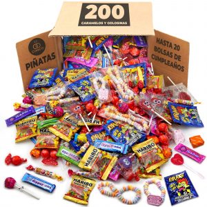 Mega Pack 200 Bonbons, Confiseries et Candy · Pour Piñatas, Fêtes d'Enfants, Noël, Halloween · Jusqu'à 20 Sacs d'Anniversaire · Chaque Pièce Emballée Individuellement