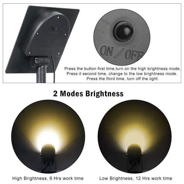 Lampe Solaire LED d'Extérieur Imperméable, Conforme à la Norme IP65, Lumière Blanche Chaude ou Froide, Luminaire Décoratif, Idéal pour un Jardin ou une Pelouse – Image 4