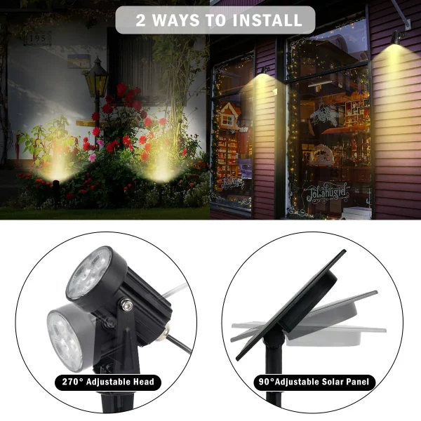 Lampe Solaire LED d'Extérieur Imperméable, Conforme à la Norme IP65, Lumière Blanche Chaude ou Froide, Luminaire Décoratif, Idéal pour un Jardin ou une Pelouse – Image 6