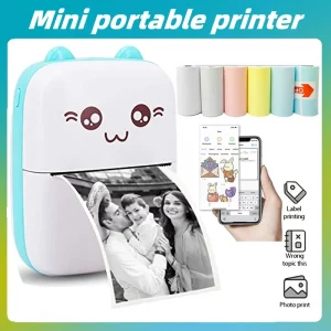 Mini imprimante thermique portable, impression de chat, imprimante d'étiquettes thermiques de poche, impression sans fil, Bluetooth, Android, iOS, 58mm