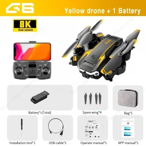 Drone GPS professionnel 5G 8K, double caméra 4K, photographie aérienne, évitement d'obstacles, UAV, quadrirotor, hélicoptère, jouets cadeaux - Yellow Dual 8K-1B