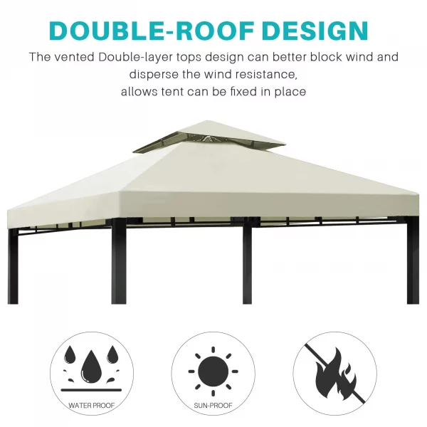 Parasol de jardin extérieur, 3x3m, auvent de belvédère, 118 "x 118", pare-soleil de remplacement – Image 4