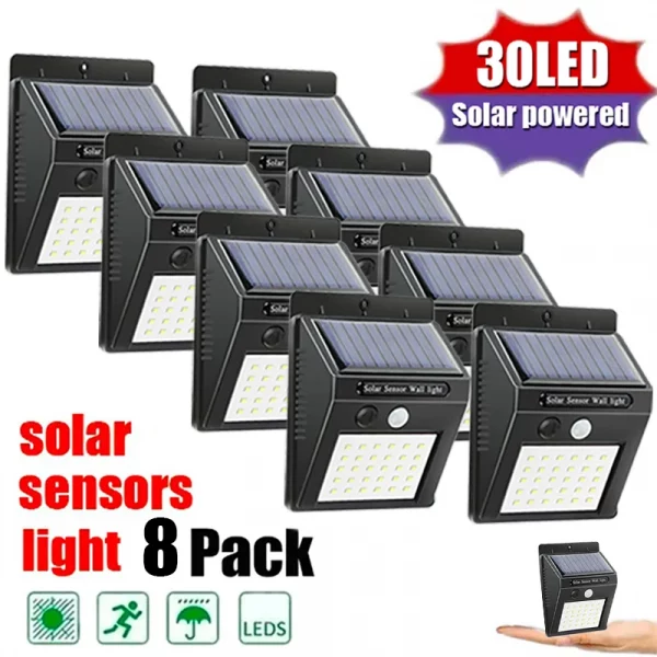30 LED lumière solaire PIR capteur de mouvement applique murale lampe solaire extérieure étanche solaire alimenté lumière du soleil lampadaire décor de jardin