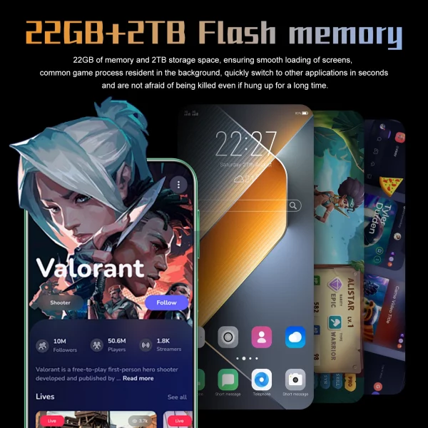 Nouveau smartphone Pova 6 Pro déverrouille l'écran haute définition avec un double analogique 7.3 pouces 22 Go + 2 To 5G Celulares Android 14 8000 mAh – Image 3