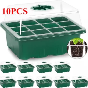 Plateaux de semis, Kit de démarrage de graines, Mini Kit de culture de plantes de propagateur avec dôme ventilé par l'humidité et Base pour démarrage des graines, 10 pièces