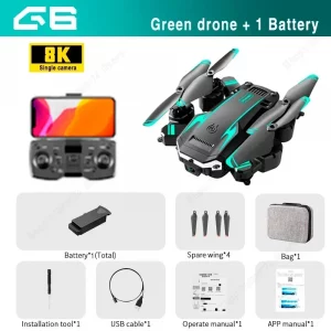 Drone GPS professionnel 5G 8K, double caméra 4K, photographie aérienne, évitement d'obstacles, UAV, quadrirotor, hélicoptère, jouets cadeaux - Green Single 8K-1B