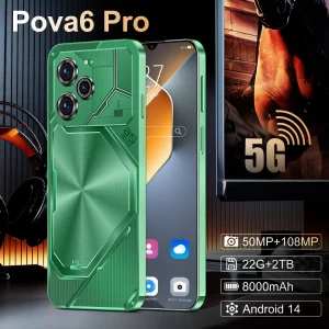 Nouveau smartphone Pova 6 Pro déverrouille l'écran haute définition avec un double analogique 7.3 pouces 22 Go + 2 To 5G Celulares Android 14 8000 mAh