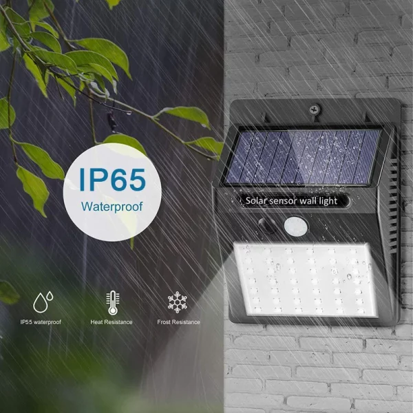 30 LED lumière solaire PIR capteur de mouvement applique murale lampe solaire extérieure étanche solaire alimenté lumière du soleil lampadaire décor de jardin – Image 2