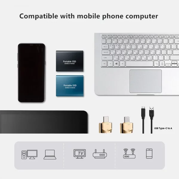 Disque Dur Externe SSD USB 1.8 de Type C de 3.0 Pouces, Capacité de 500 Go, 1 To, 2 To, pour Ordinateur Portable – Image 6