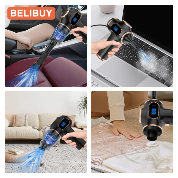 Aspirateur - souffleur de voiture sans fil, appareil ménager, canapé, bureau, haute puissance, livres ménagers, machine, mini aspirateur, nettoyeur de tapis, 95000PA – Image 6