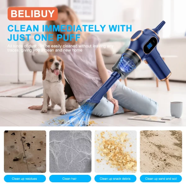 Aspirateur - souffleur de voiture sans fil, appareil ménager, canapé, bureau, haute puissance, livres ménagers, machine, mini aspirateur, nettoyeur de tapis, 95000PA – Image 5
