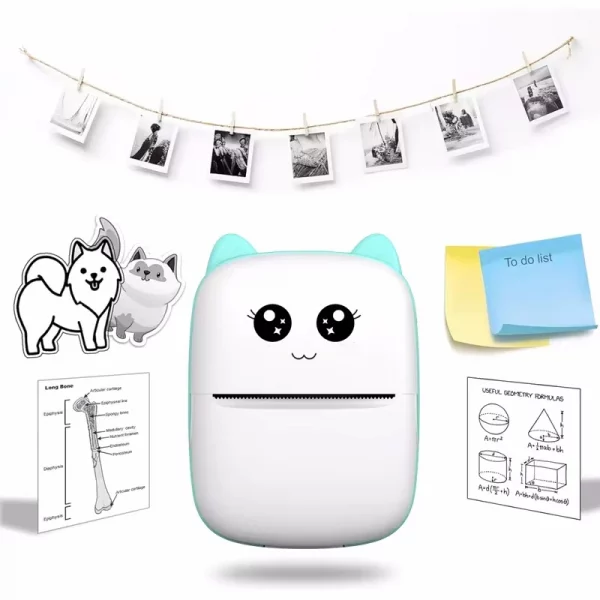 Mini imprimante thermique portable, impression de chat, imprimante d'étiquettes thermiques de poche, impression sans fil, Bluetooth, Android, iOS, 58mm – Image 2