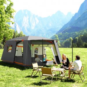 Vivez l'Aventure en Plein Air avec la Tente Tunnel Grise - Parfaite pour les Week-ends en Famille!