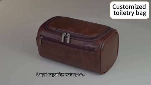 Trousse de Toilette Personnalisée pour Hommes en Cuir Synthétique Marron - Idéal pour la Saint-Valentin, Noël & Fête des Pères! – Image 7