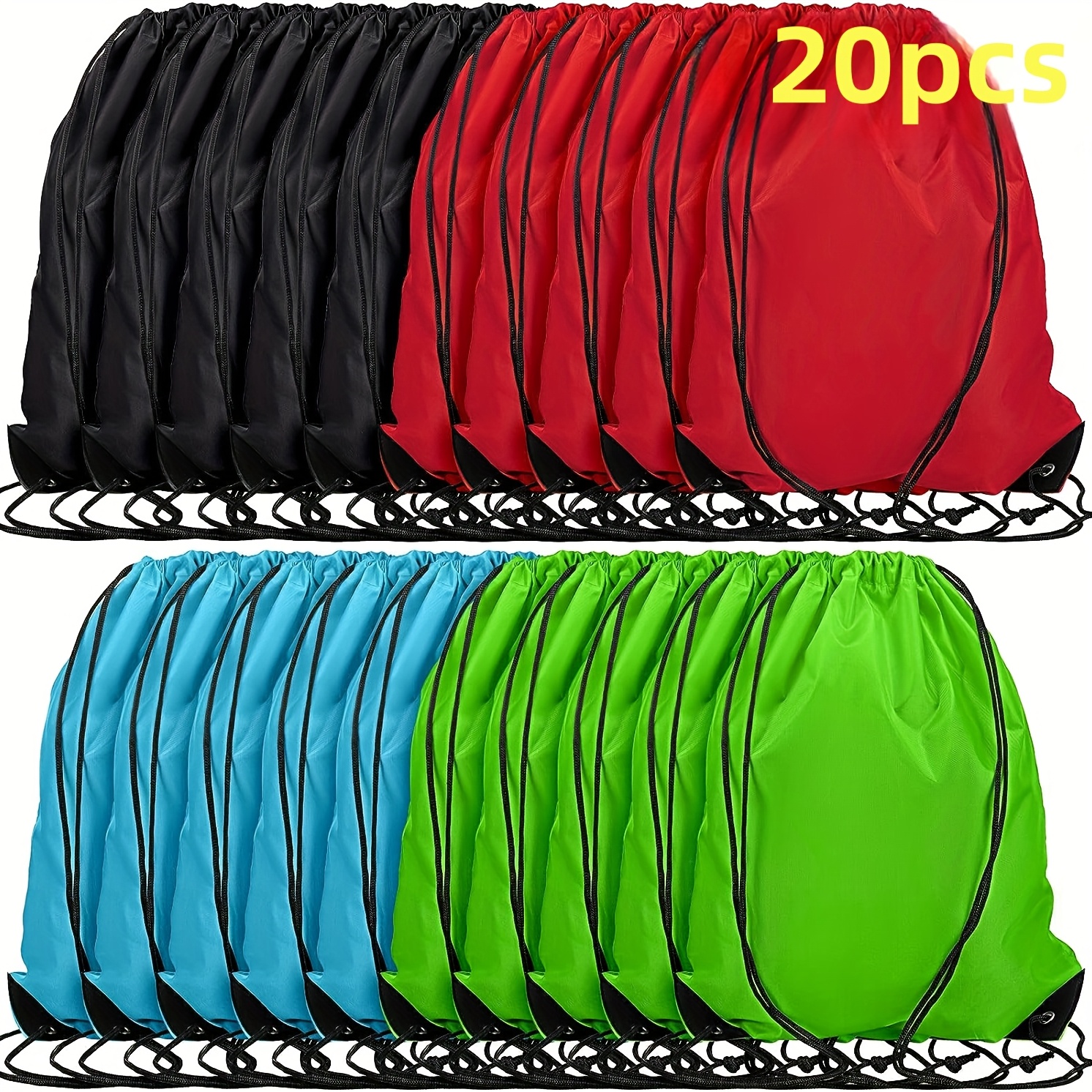 lot de Sac à Dos Unisexe 30 pièces (couleurs Noir, Bleu, Rouge Et Vert) avec Cordon de Serrage, Idéal pour le Sport et les Activités Extérieures - Image 6