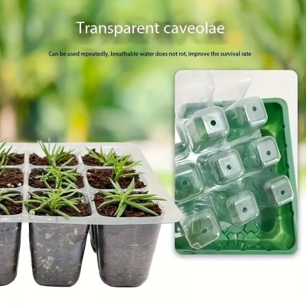 Ensemble de 5 plateaux de germination en plastique avec aérations réglables – Image 4