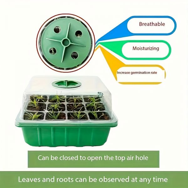Ensemble de 5 plateaux de germination en plastique avec aérations réglables – Image 8