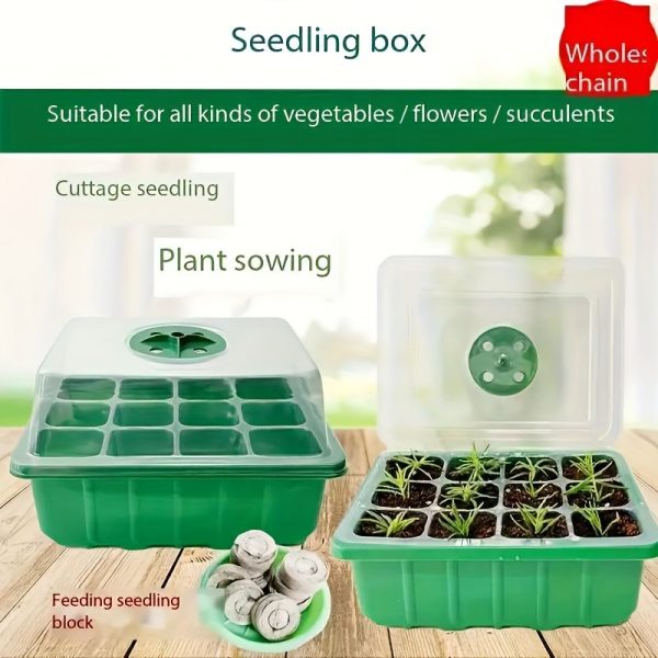 Ensemble de 5 plateaux de germination en plastique avec aérations réglables – Image 2
