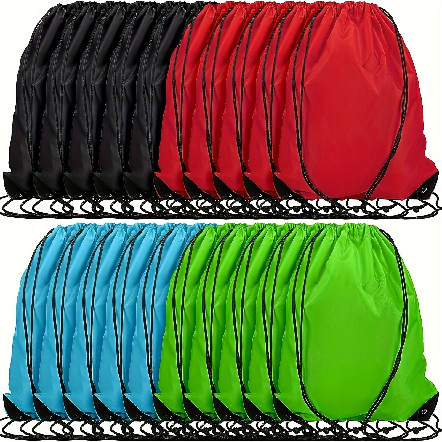 lot de Sac à Dos Unisexe 30 pièces (couleurs Noir, Bleu, Rouge Et Vert) avec Cordon de Serrage, Idéal pour le Sport et les Activités Extérieures - Image 2