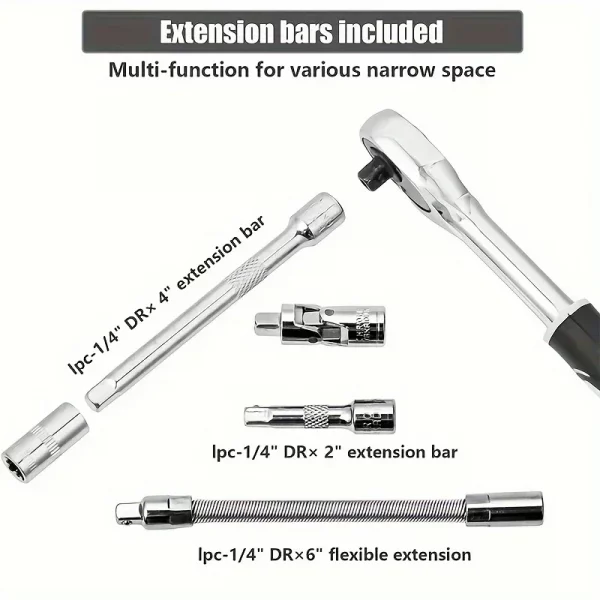 Découvrez l'ensemble à cliquet 46 pièces : l'indispensable pour votre trousse à outils de voiture! – Image 6