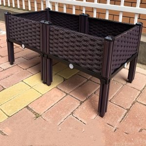 Kit de jardin surélevé à double compartiment - Plastique durable, résistant aux intempéries, boîte de plantation rectangulaire pour cour, jardin, patio - Comprend plusieurs composants pour une installation facile, lits de jardin surélevés