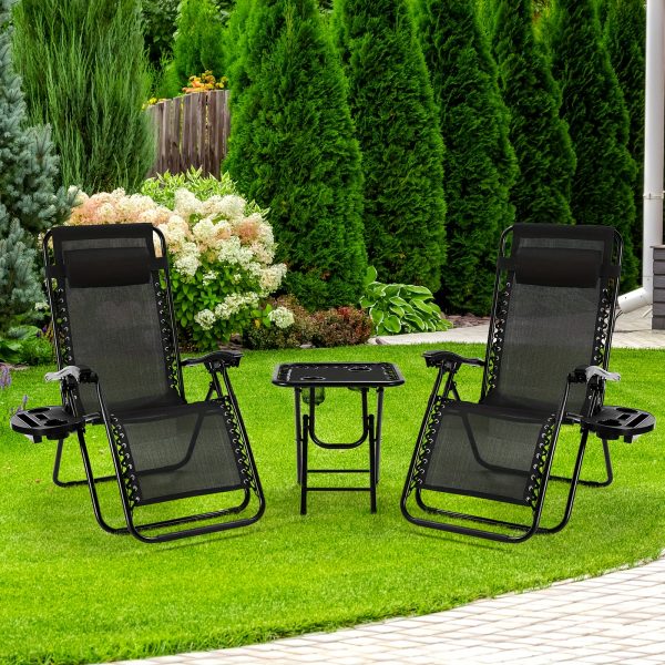 Les 2 chaises de jardin + table idéales : alliez style et fonctionnalité avec porte-gobelet intégré – Image 3