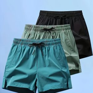 Lot de 3 pcs - Les Meilleurs Maillots de Bain pour Hommes : Couleurs Unies et Poches Pratiques