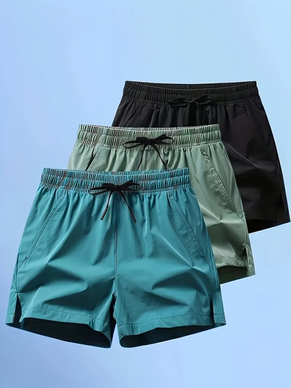 Lot de 3 pcs - Les Meilleurs Maillots de Bain pour Hommes : Couleurs Unies et Poches Pratiques
