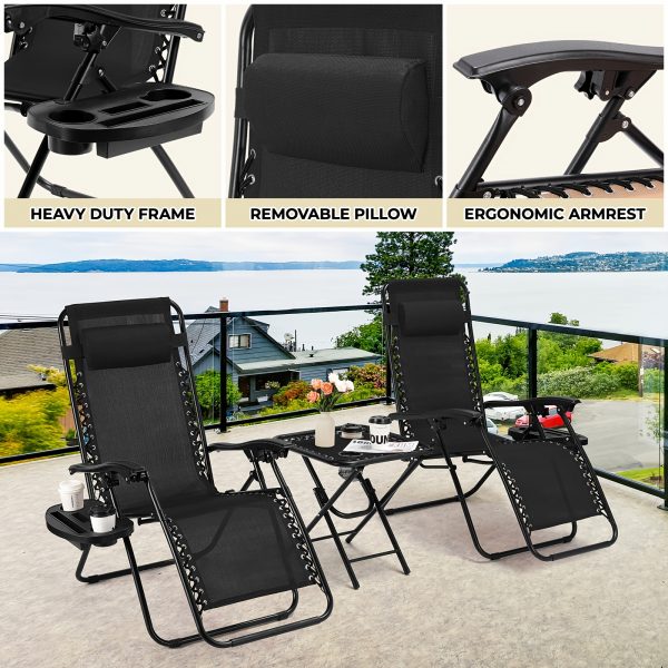 Les 2 chaises de jardin + table idéales : alliez style et fonctionnalité avec porte-gobelet intégré – Image 7