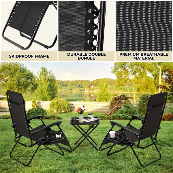Les 2 chaises de jardin + table idéales : alliez style et fonctionnalité avec porte-gobelet intégré – Image 4