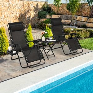 Les 2 chaises de jardin + table idéales : alliez style et fonctionnalité avec porte-gobelet intégré