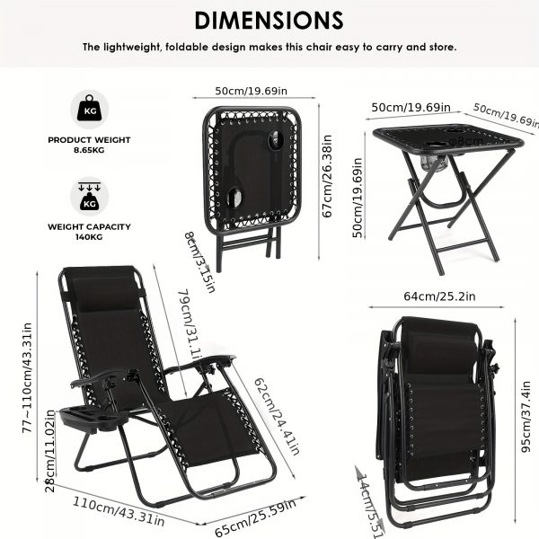 Les 2 chaises de jardin + table idéales : alliez style et fonctionnalité avec porte-gobelet intégré – Image 5