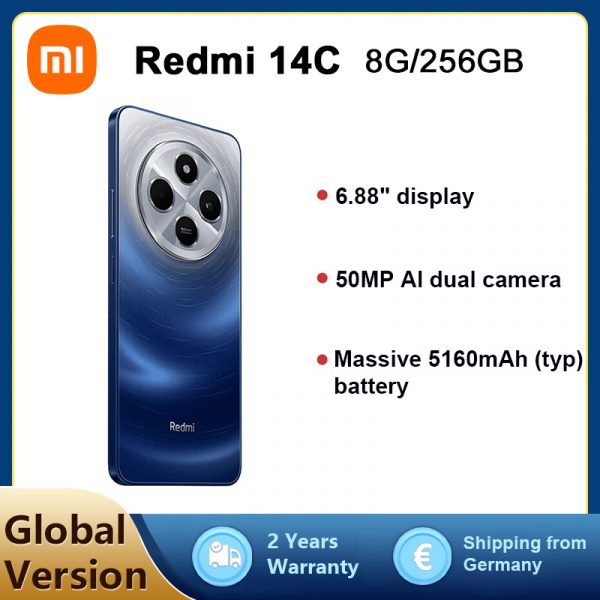 Best 2025 - Xiaomi Redmi 14C NFC Smartphone 8 Go De RAM, 256 Go De ROM, 6,88 Pouces 50MP 120Hz 5160mAh Bleu (sans Chargeur) – Image 3