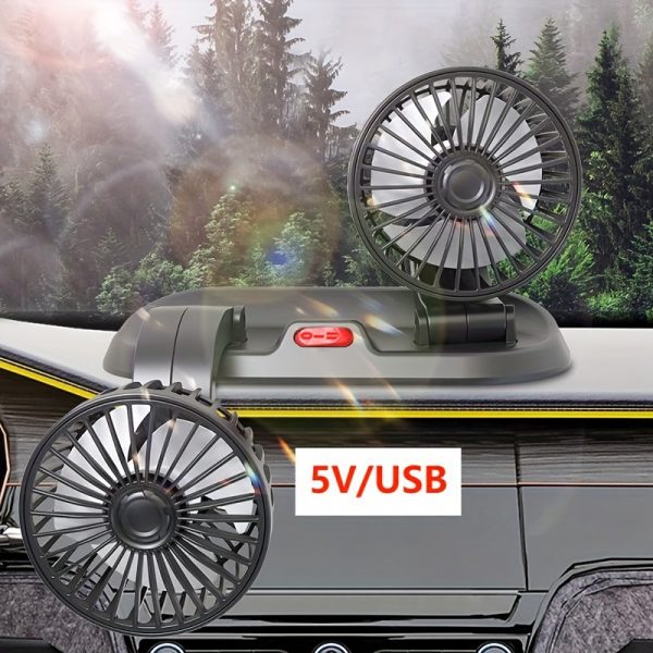 Ventilateur de Voiture Universel 5V/USB/12V/24V, Double Tête Rotatives 2 Vitesses Réglable, Restez au Frais dans votre Voiture – Image 9