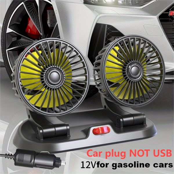 Ventilateur de Voiture Universel 5V/USB/12V/24V, Double Tête Rotatives 2 Vitesses Réglable, Restez au Frais dans votre Voiture – Image 4
