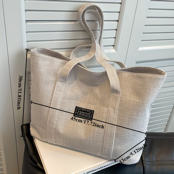 Sac en chanvre à Main Épaule Spacieux avec Poches & Fermeture Éclair | Lavable & Éco-Responsable – Image 4