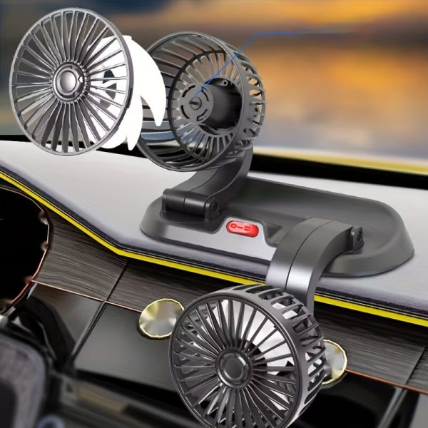Ventilateur de Voiture Universel 5V/USB/12V/24V, Double Tête Rotatives 2 Vitesses Réglable, Restez au Frais dans votre Voiture – Image 5
