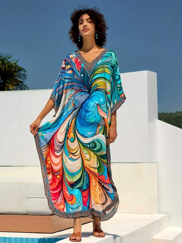 Découvrez la Robe Kaftan Éblouissante : Idéale pour l'Été et les Sorties Plage – Image 3