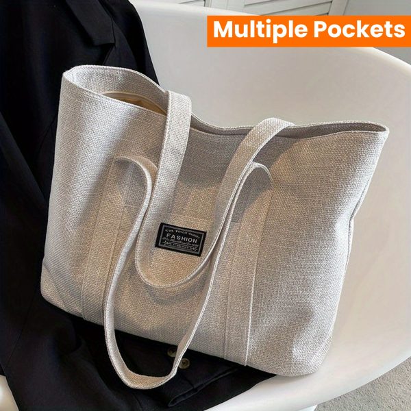 Sac en chanvre à Main Épaule Spacieux avec Poches & Fermeture Éclair | Lavable & Éco-Responsable – Image 15