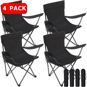 Lot de 4 Chaises Pliantes LuDee – Solides, Confortables et Prêtes pour l’Aventure !