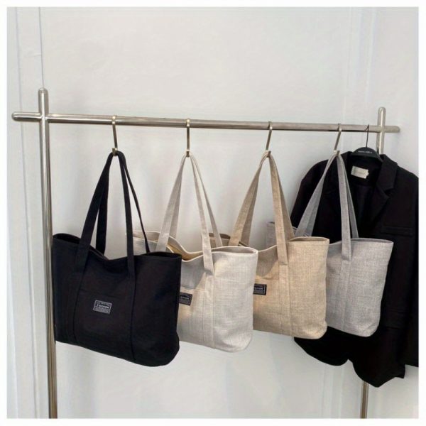 Sac en chanvre à Main Épaule Spacieux avec Poches & Fermeture Éclair | Lavable & Éco-Responsable – Image 14
