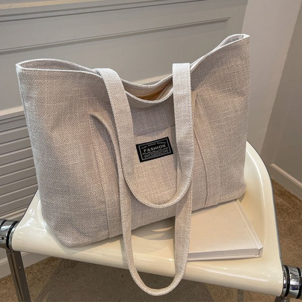 Sac en chanvre à Main Épaule Spacieux avec Poches & Fermeture Éclair | Lavable & Éco-Responsable – Image 10
