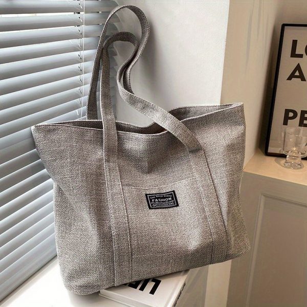 Sac en chanvre à Main Épaule Spacieux avec Poches & Fermeture Éclair | Lavable & Éco-Responsable – Image 7