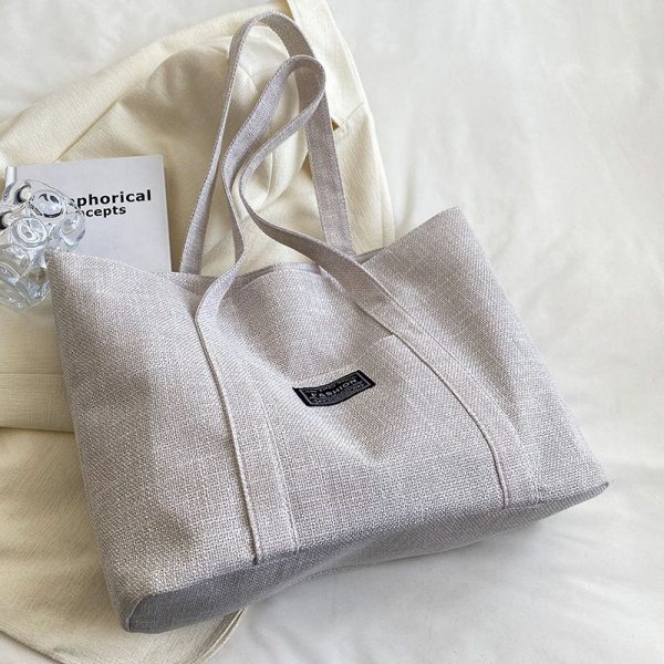 Sac en chanvre à Main Épaule Spacieux avec Poches & Fermeture Éclair | Lavable & Éco-Responsable – Image 9