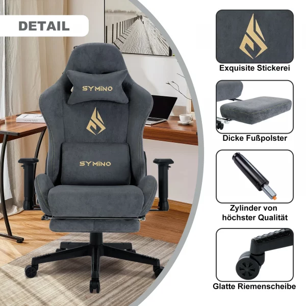 Chaise Gaming Symino Ergonomique – Confort & Performance – Image 3