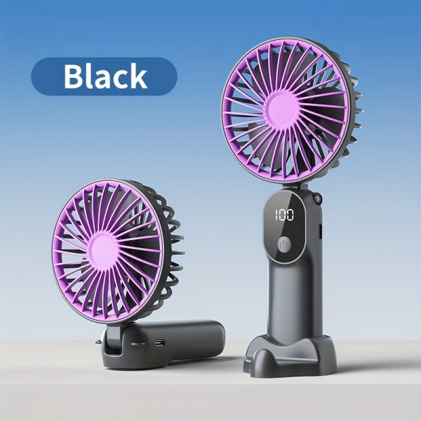 Lot de 4 mini ventilateurs USB portables 3-en-1 pliables avec écran digital – Image 3
